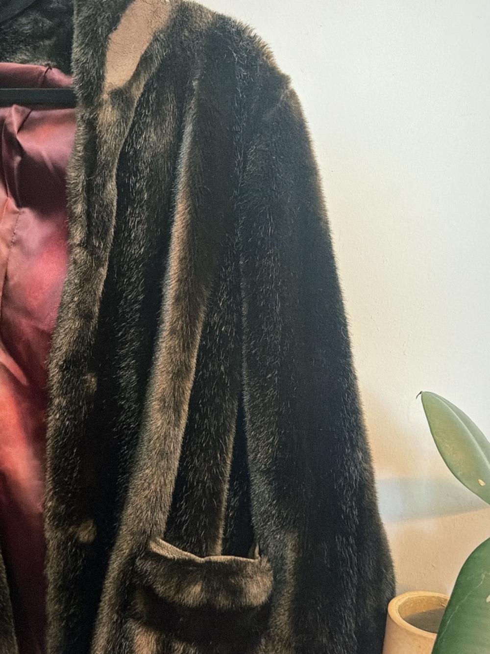 Tissavel of France Plush Dark Brown Faux Fur Teddy Jacket